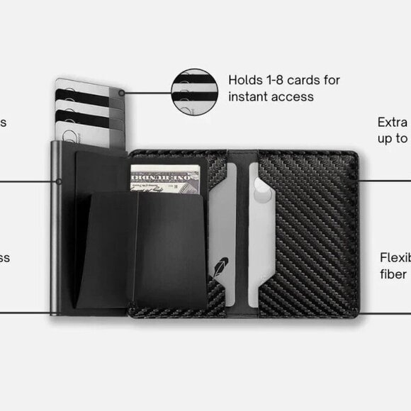 AirTag Smart Mens Wallet, Slim Minimalist Wallet with RFID Blocking Carbon Fiber - Picture 5 of 8